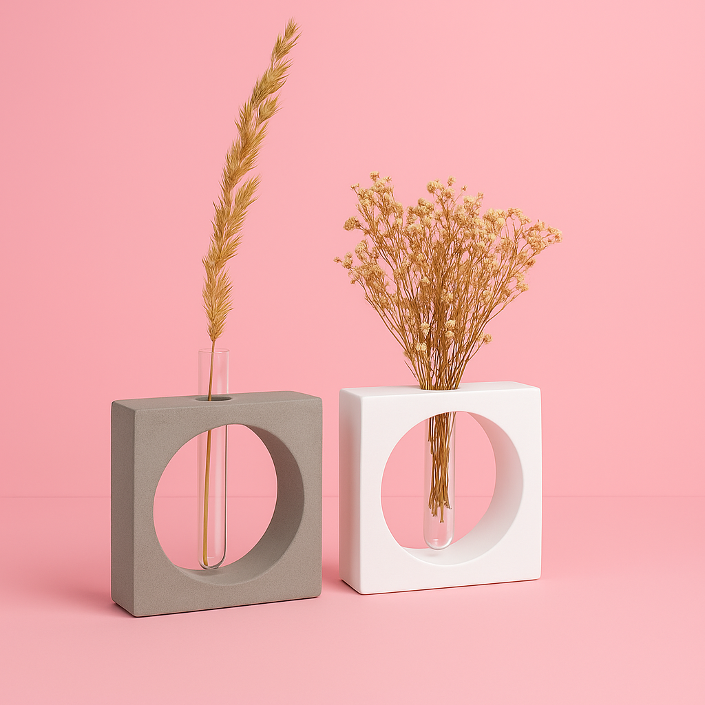Square vase silicone mold with circle