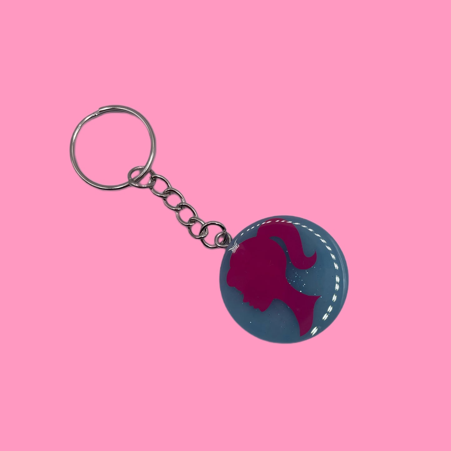 Porte-clé rond Barbie Blue