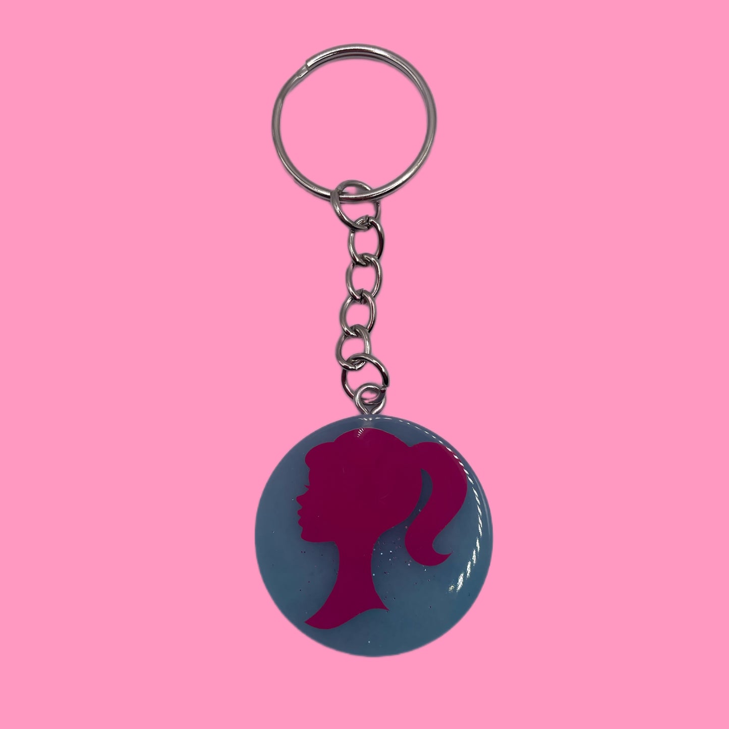 Porte-clé rond Barbie Blue