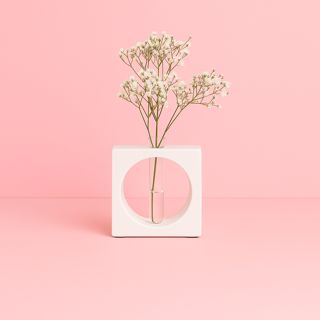 Square vase silicone mold with circle