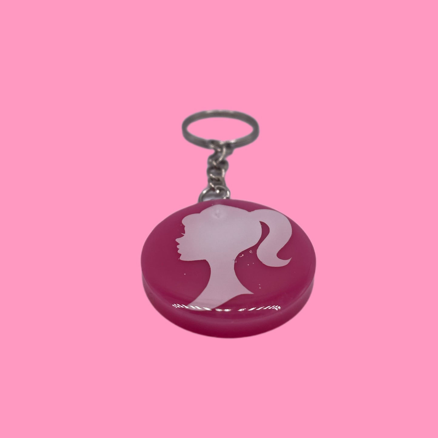 Porte-clé rond Barbie Pink