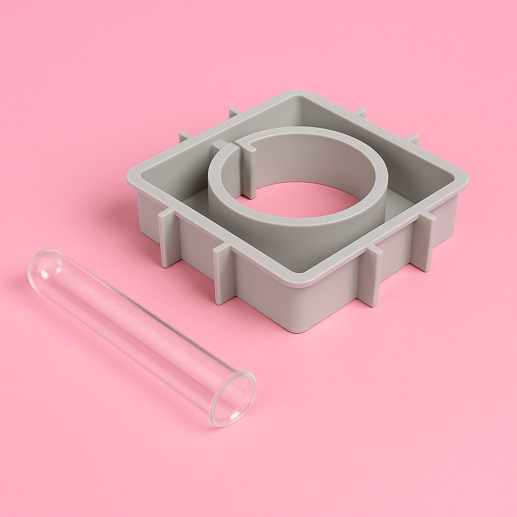 Square vase silicone mold with circle