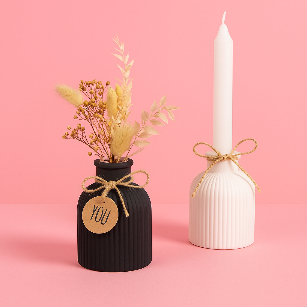 Silicone mold for a thin, ribbed vase.