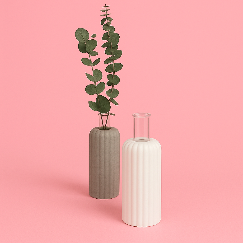 Silicone mold, ribbed vase