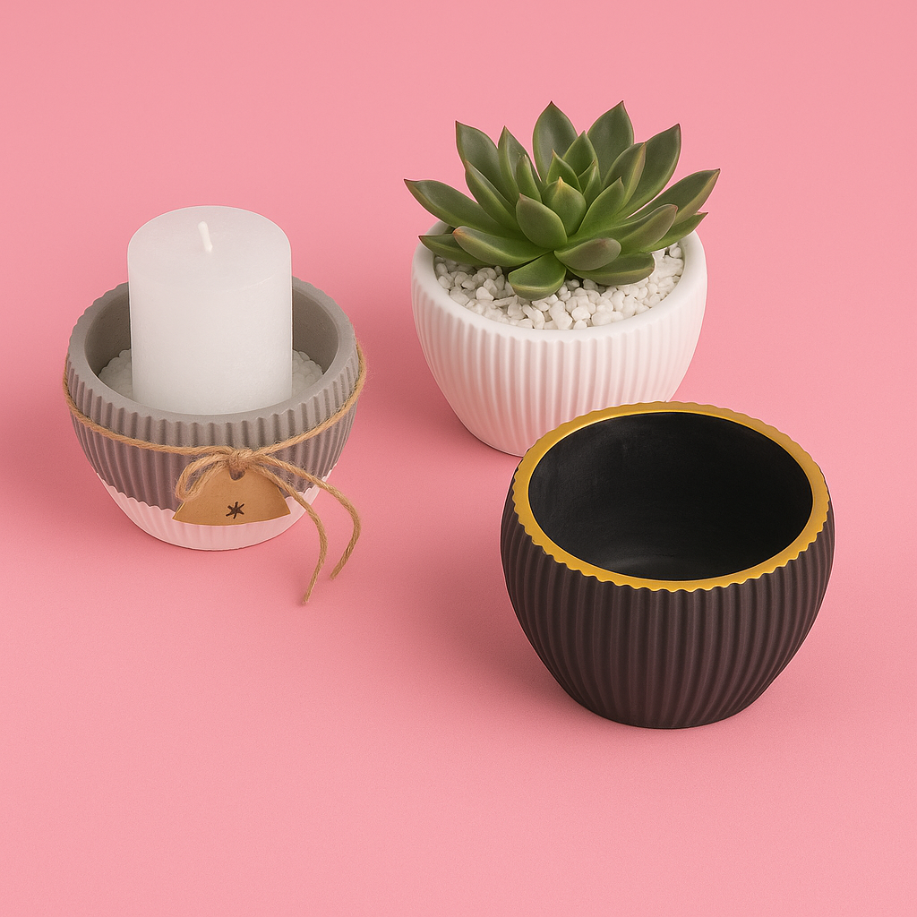 Decorative, ribbed silicone bowl mold