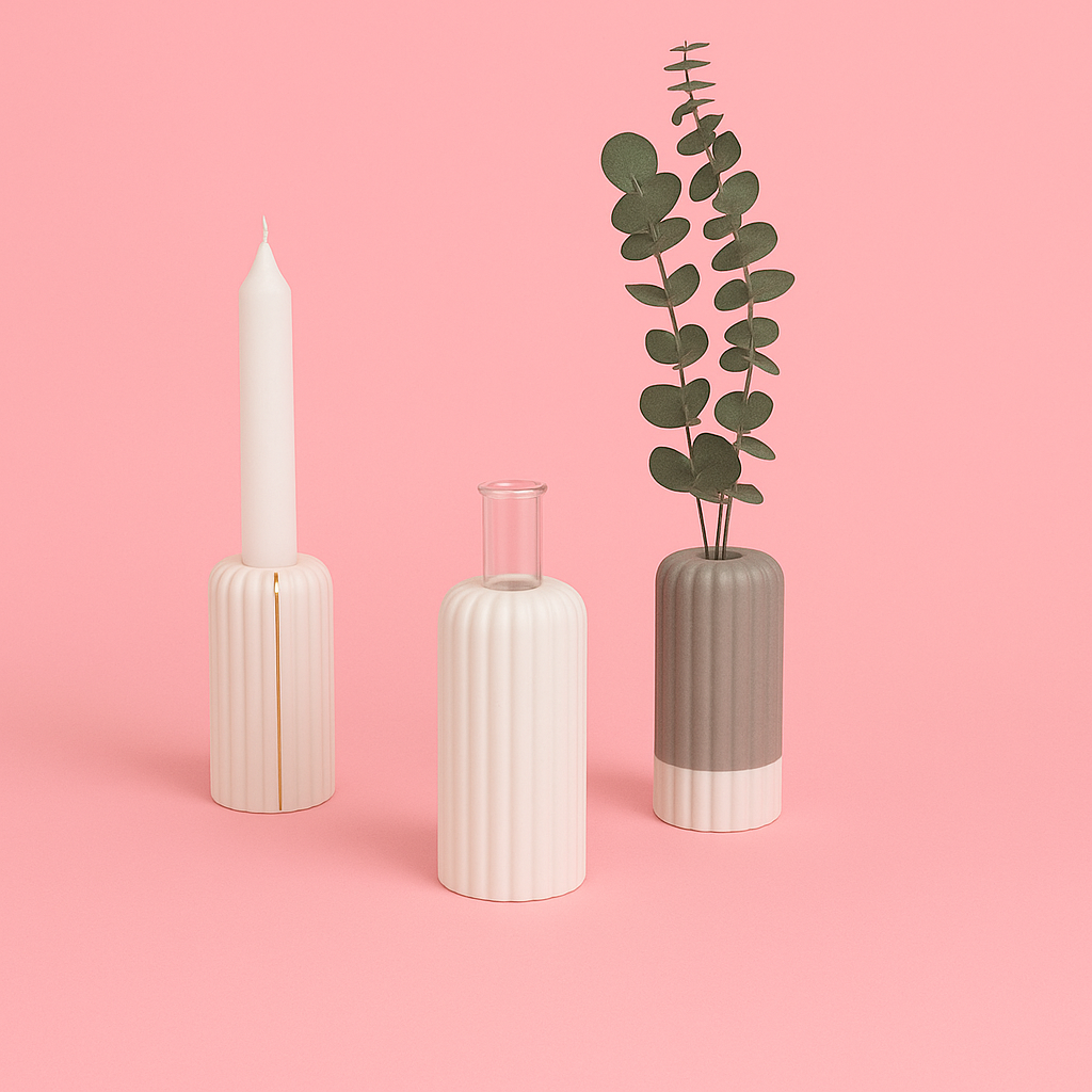 Silicone mold, ribbed vase