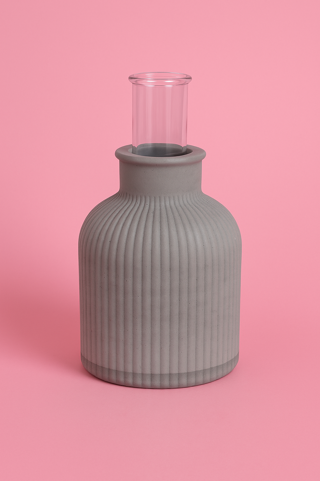 Silicone mold for a thin, ribbed vase.