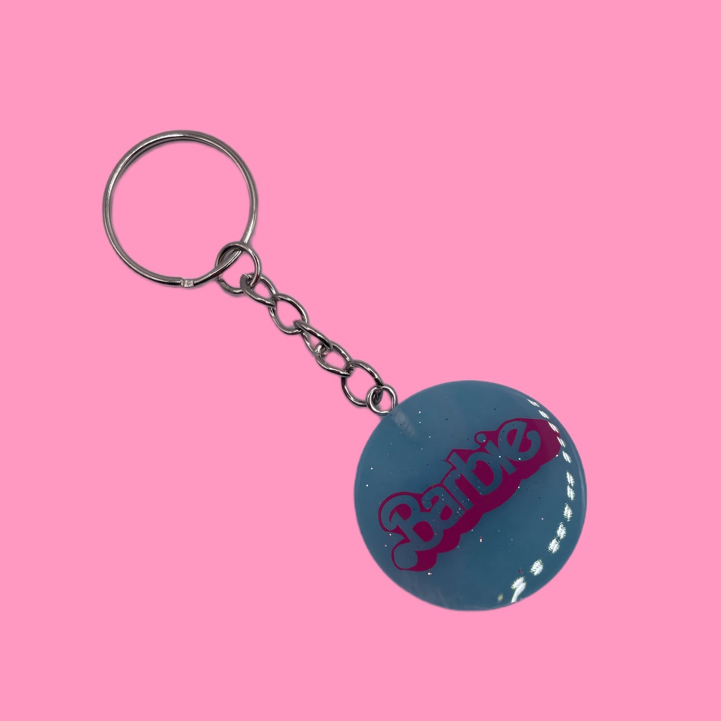 Porte-clé rond Barbie Blue