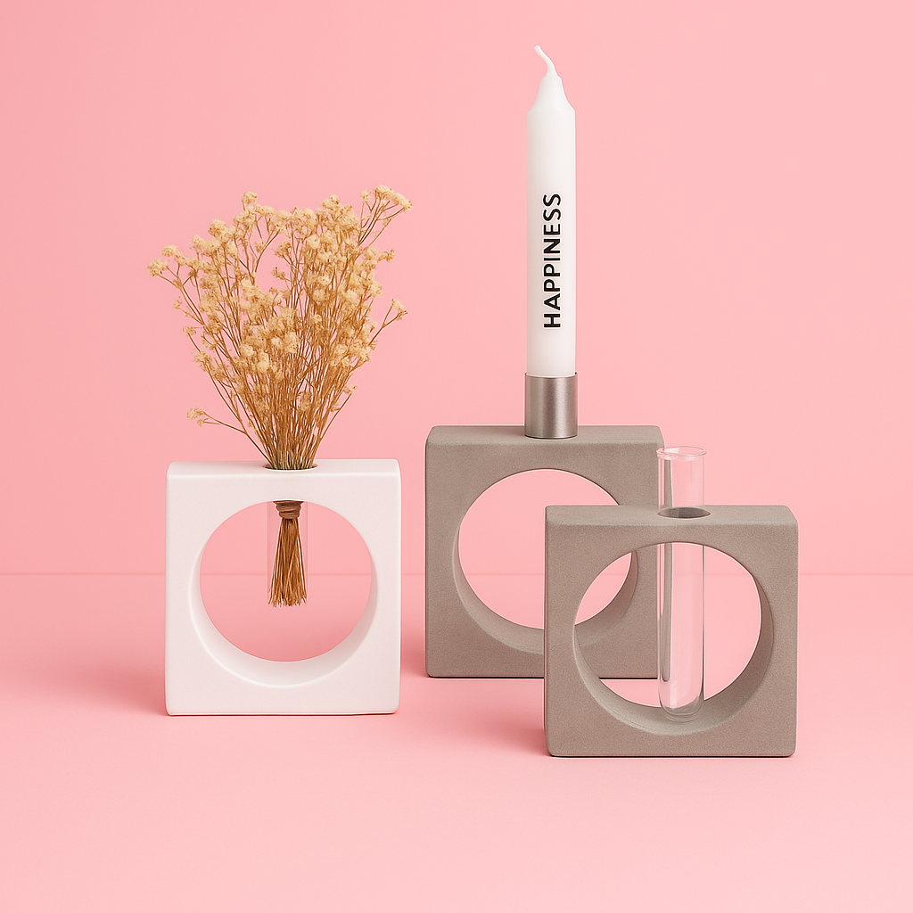Square vase silicone mold with circle