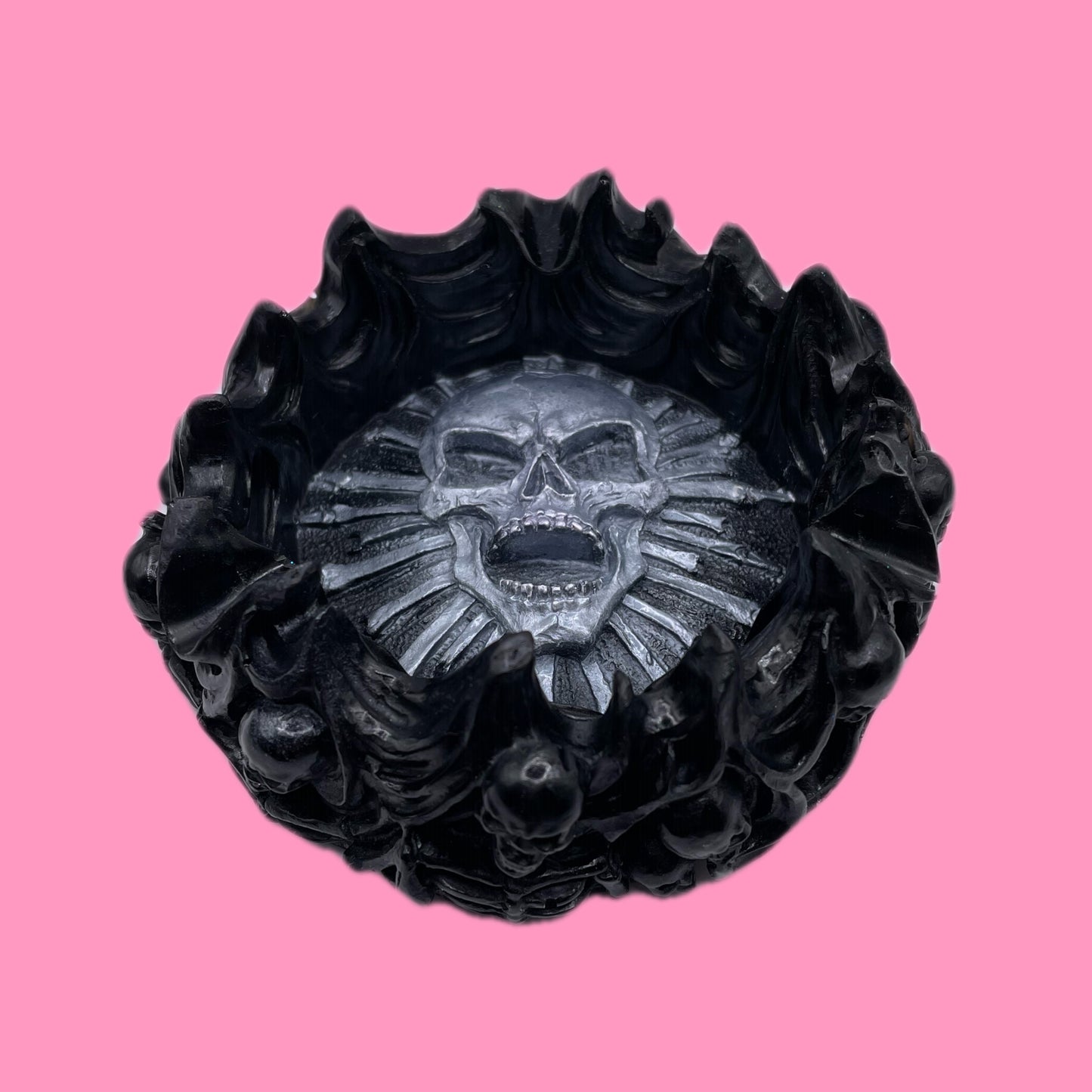Skull ashtray, black/silver