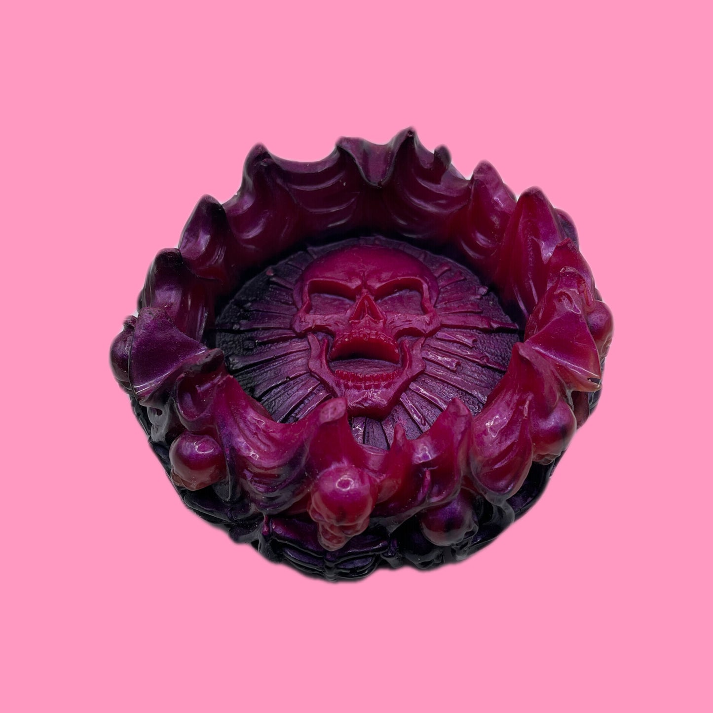 Skull ashtray, black/pink