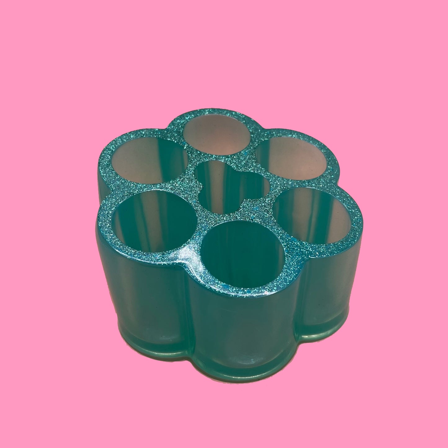 Turquoise makeup storage