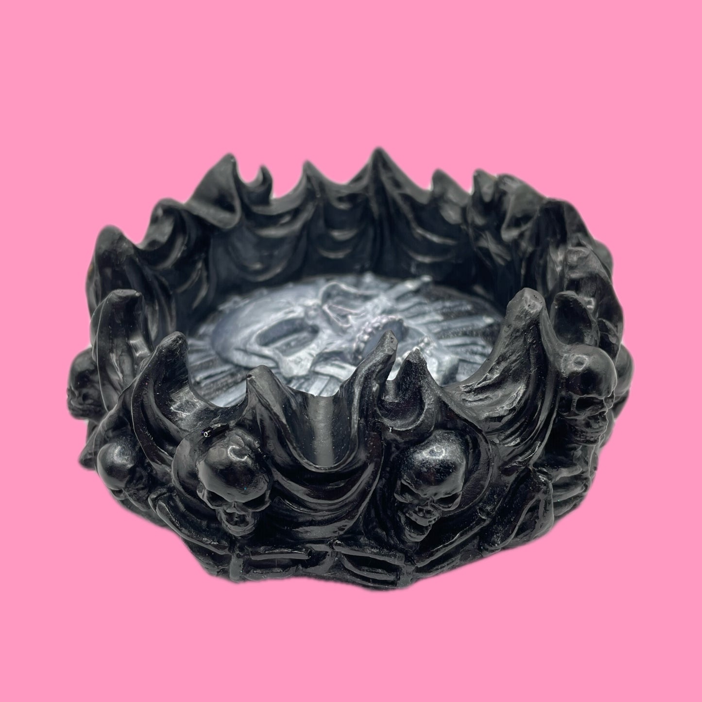 Skull ashtray, black/silver