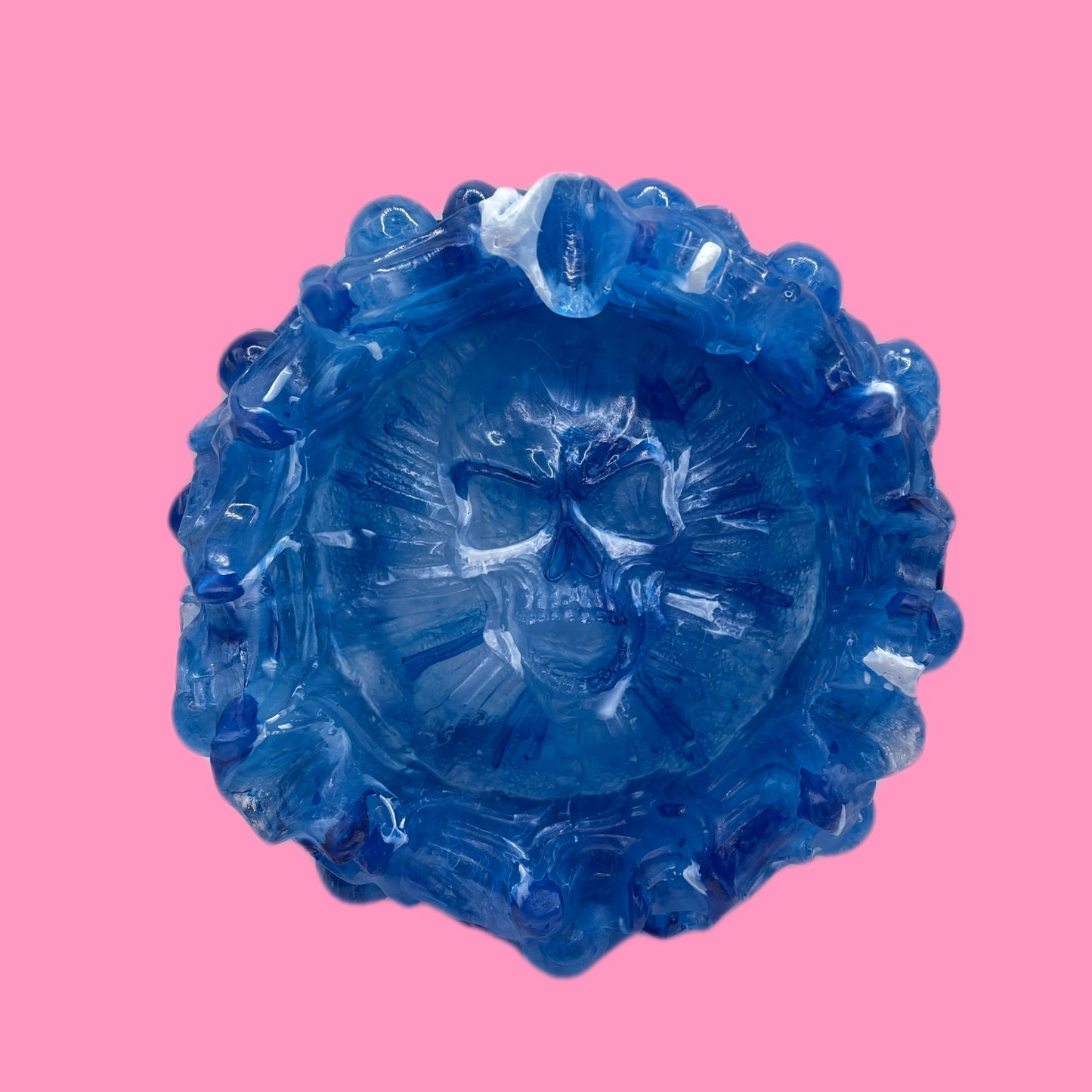 Skull ashtray blue/white