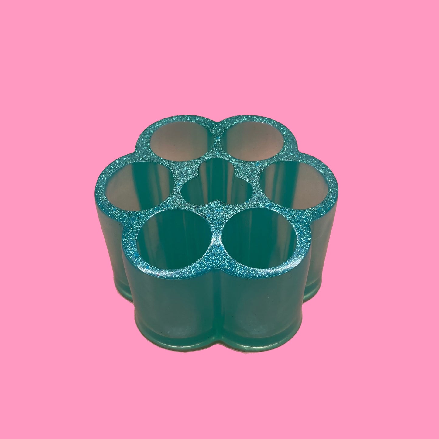 Turquoise makeup storage