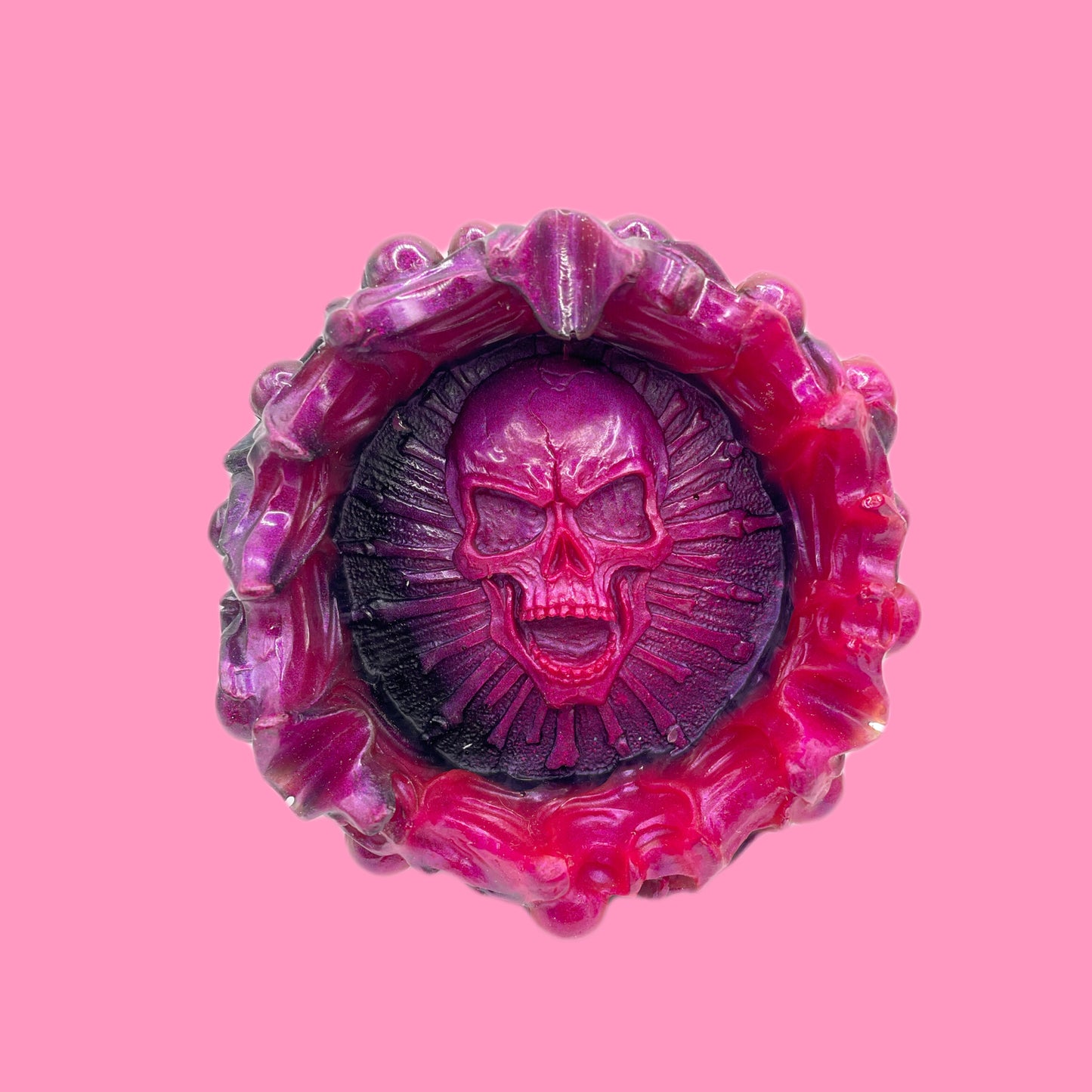 Skull ashtray, black/pink