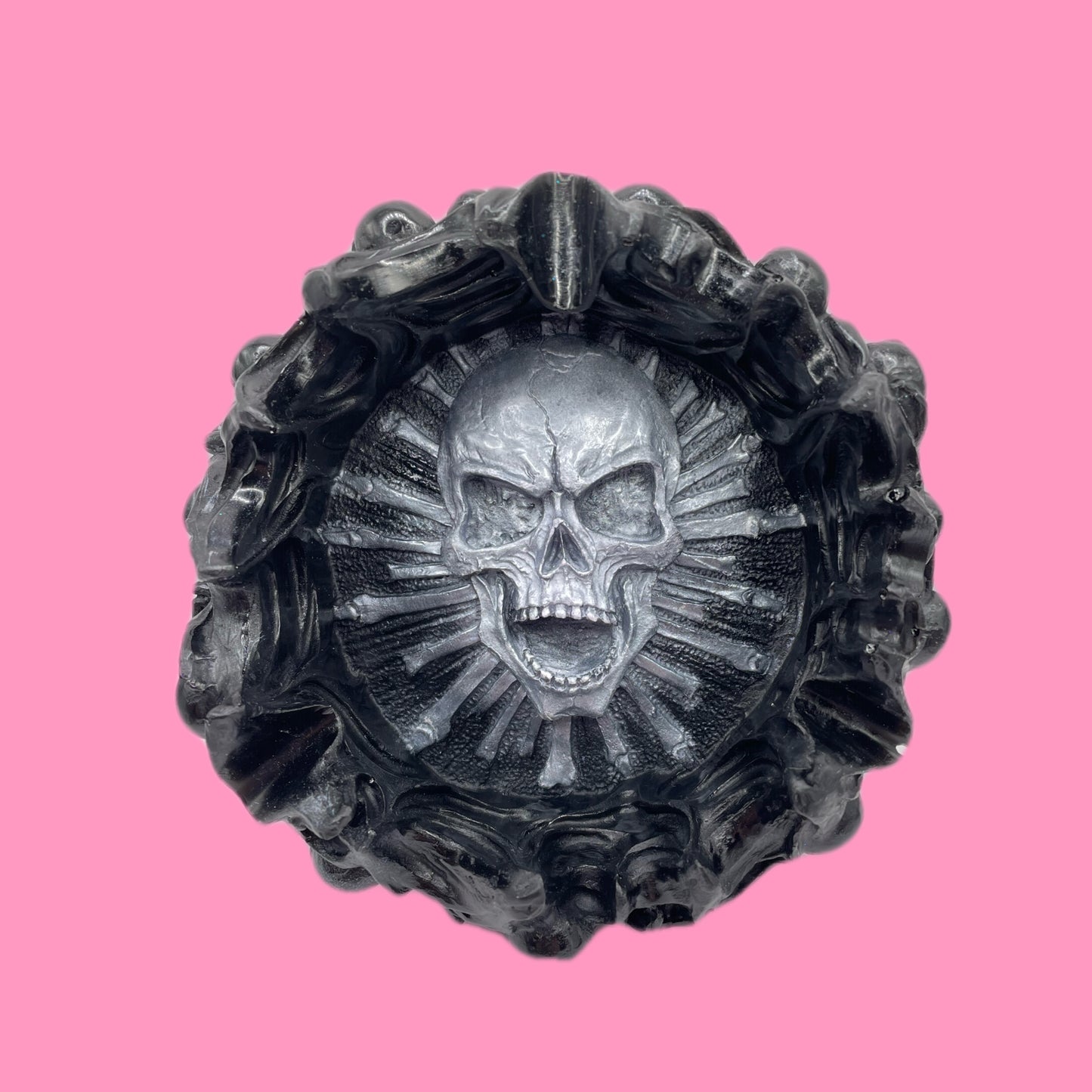 Skull ashtray, black/silver